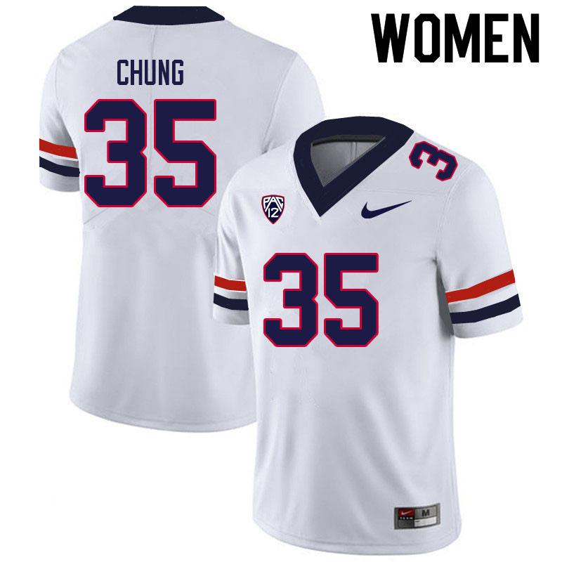 Women #35 Samuel Chung Arizona Wildcats College Football Jerseys Sale-White - Click Image to Close